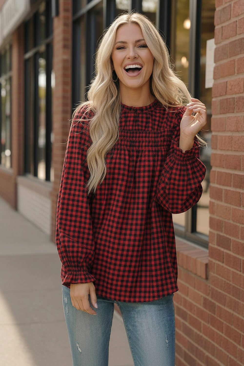 Wildwood Check Red Smock