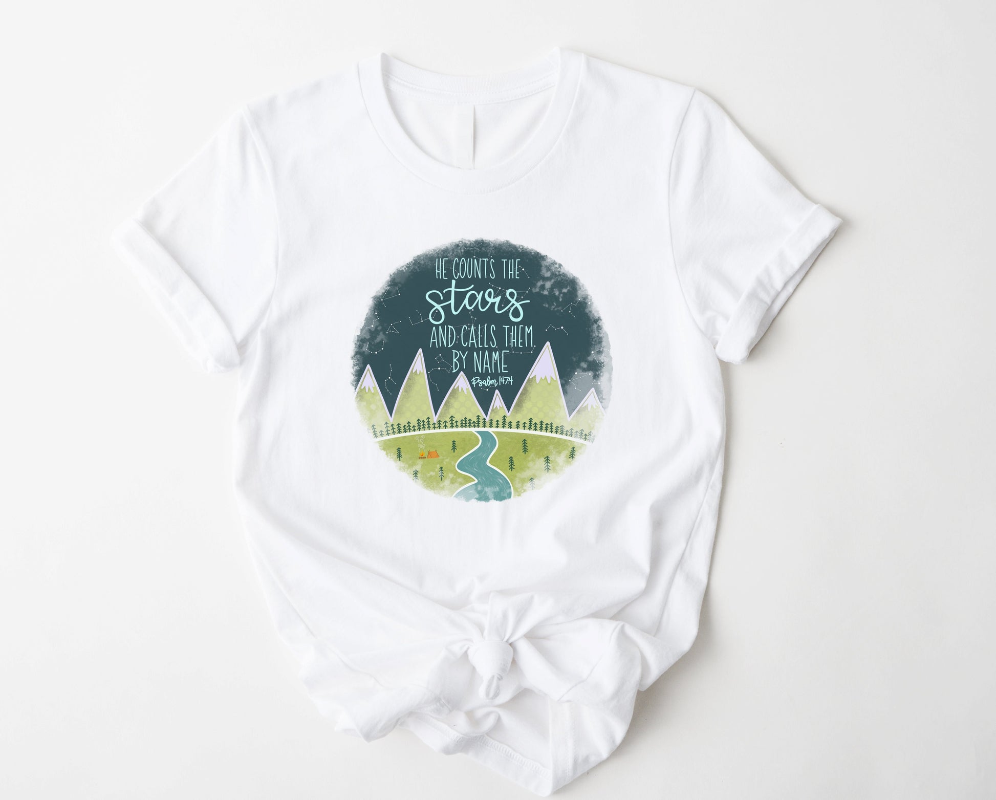 Wholesale He Counts the Stars Graphic Tee - White