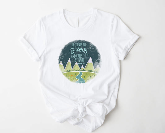 Wholesale He Counts the Stars Graphic Tee - White