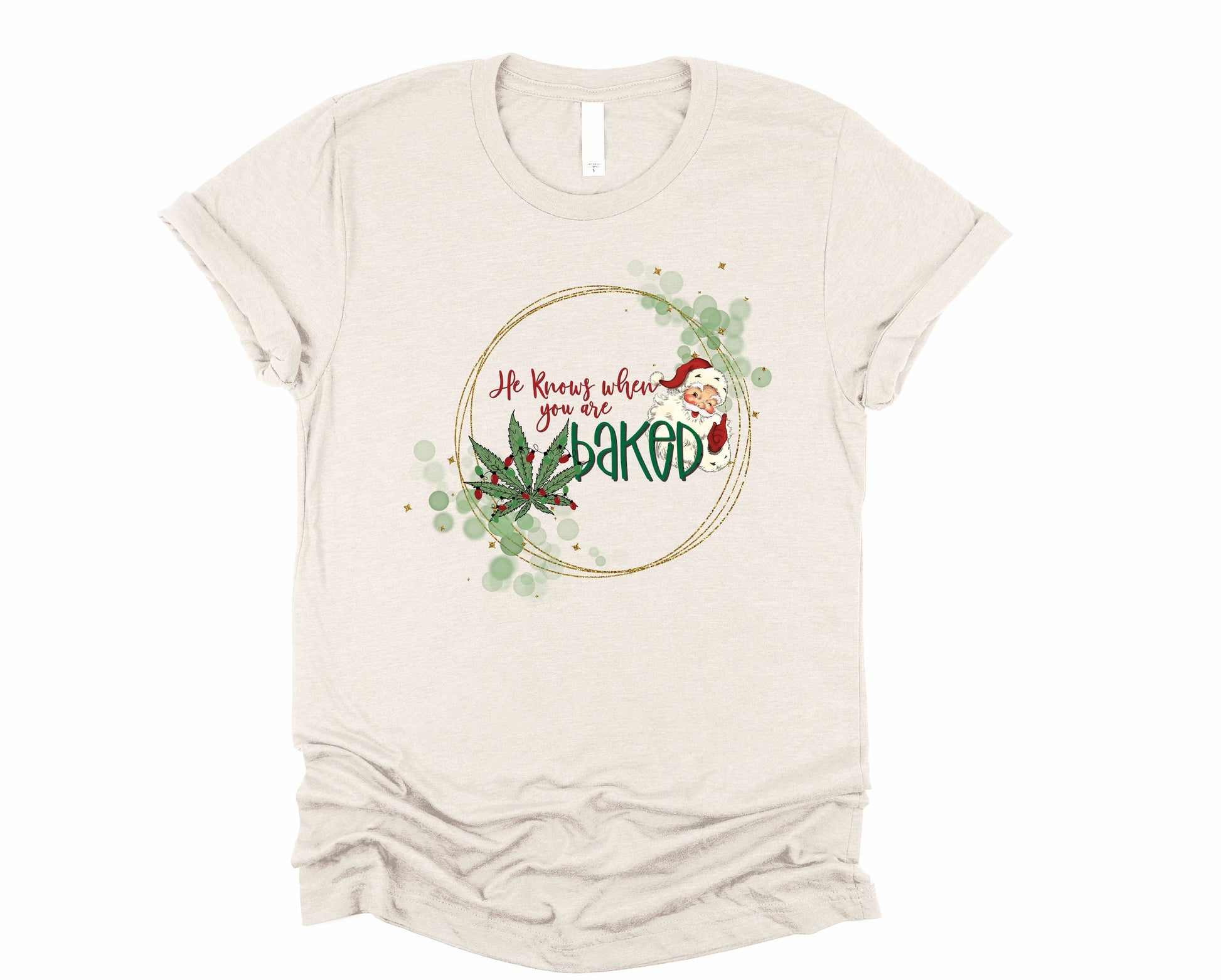 Wholesale He Knows When You Are Baked Graphic Tee - Grey Sweatshirt