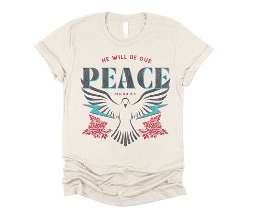 Wholesale He Will Be Our Peace Graphic Tee - Sand