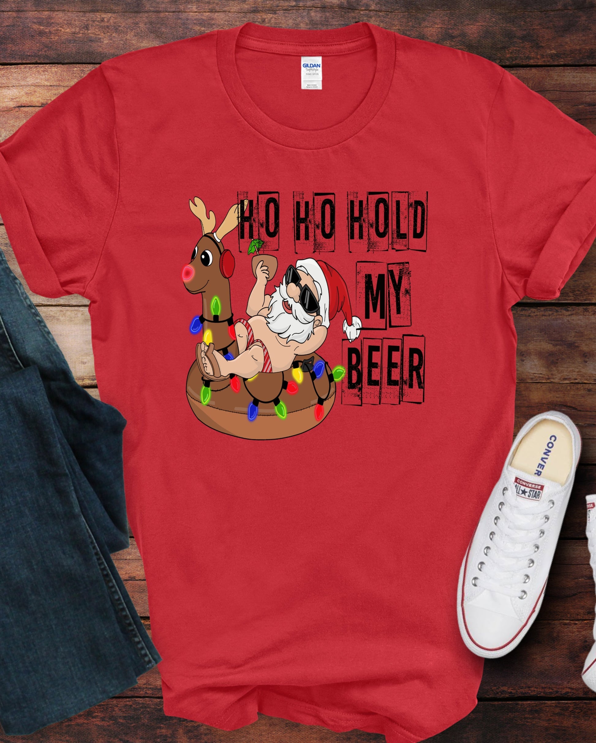 Wholesale Ho Ho Hold my Beer Graphic Tee - Gildan White