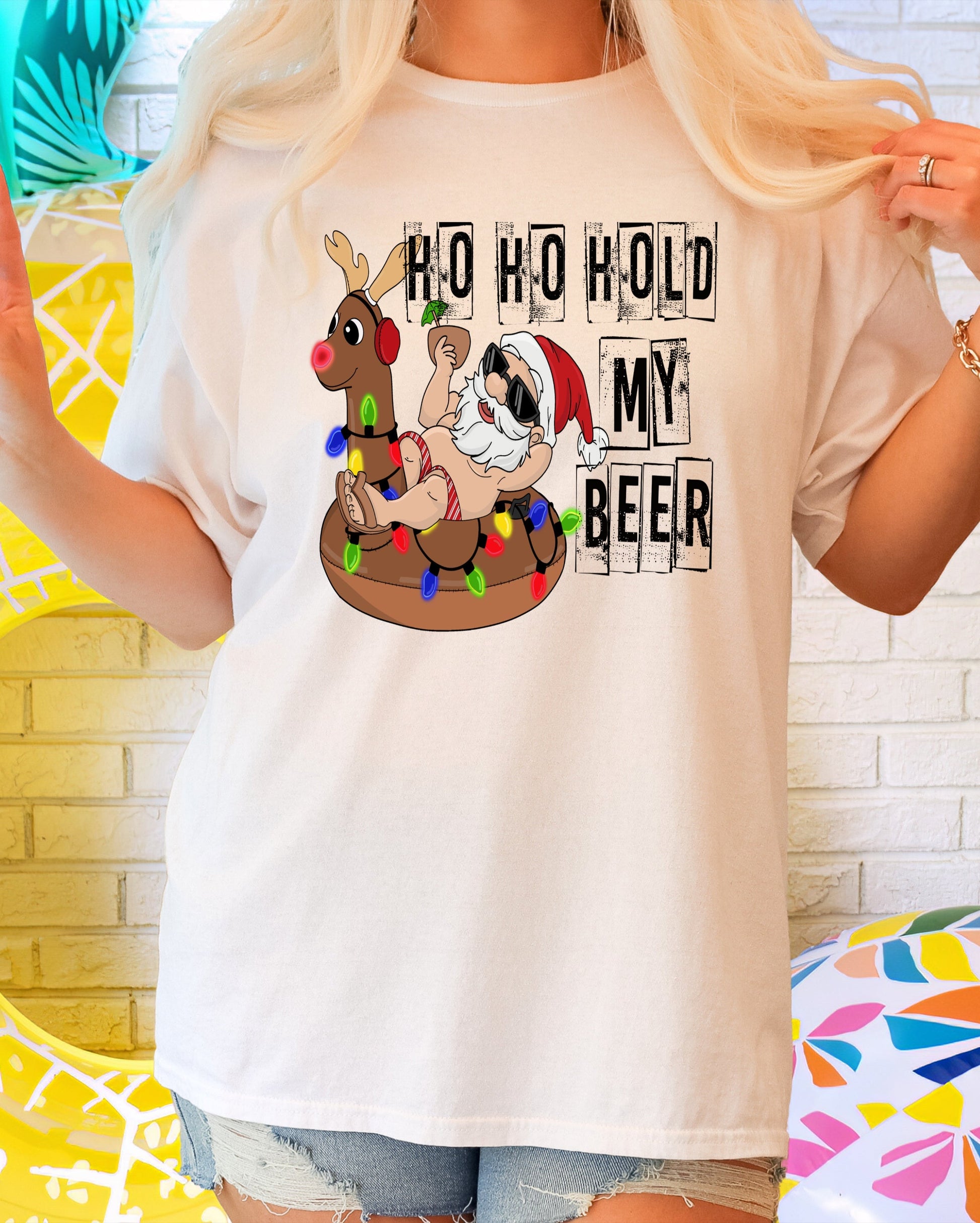 Wholesale Ho Ho Hold my Beer Graphic Tee - Gildan Red