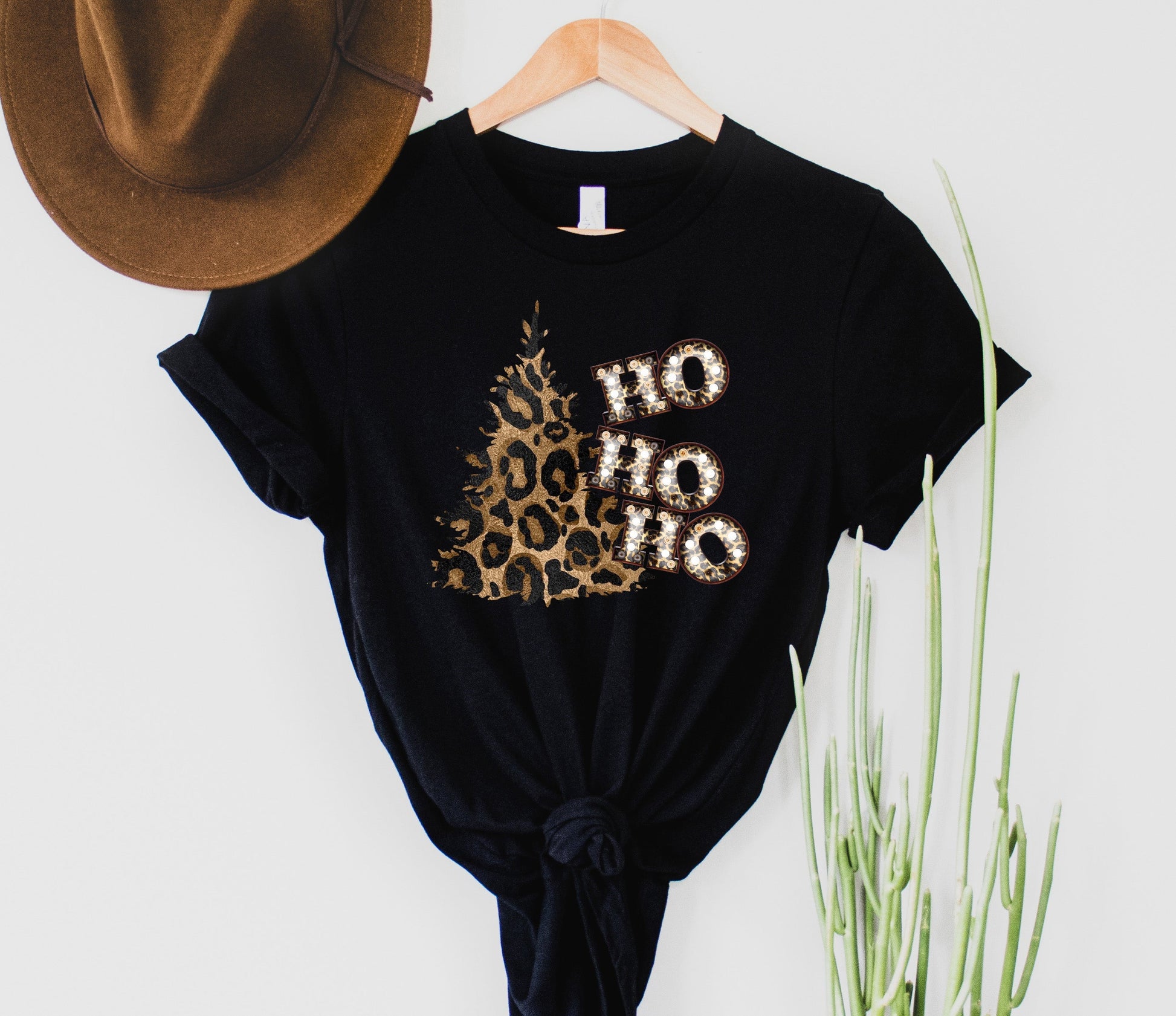 Wholesale Leopard Ho Ho HO Graphic Tee - White