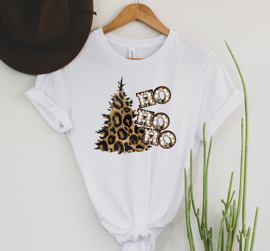 Wholesale Leopard Ho Ho HO Graphic Tee - Black