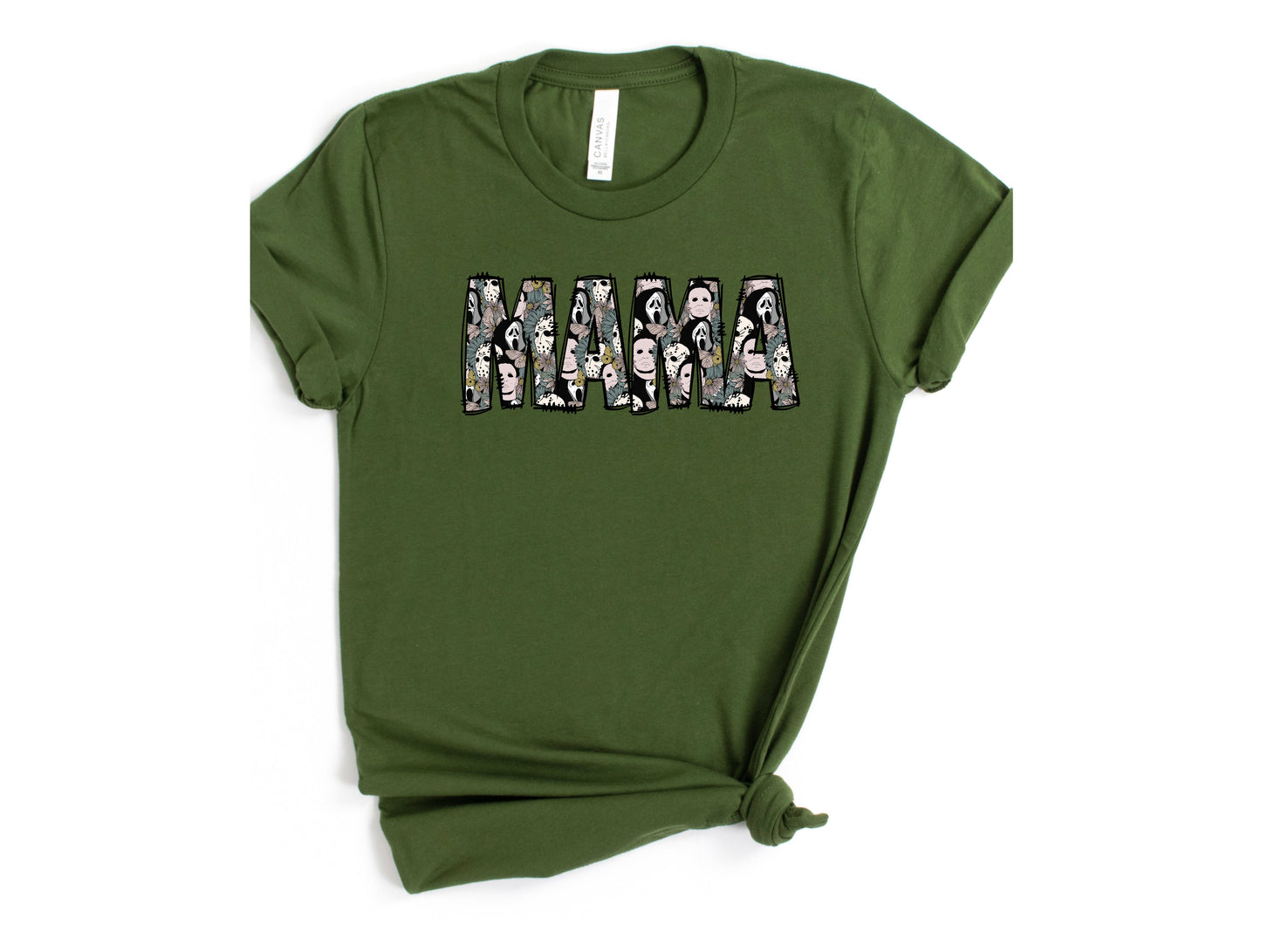 Wholesale Horror Mama Graphic Tee - Olive