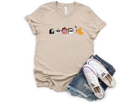 Wholesale Horror Pac Man Graphic Tee - Tan