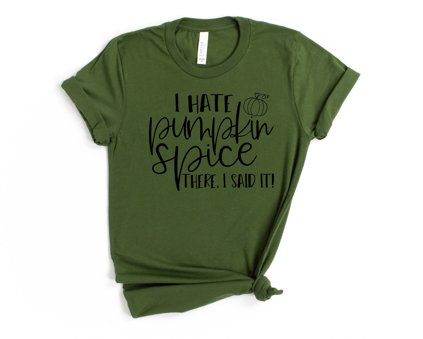 Wholesale I Hate Pumpkin Spice, I said it Graphic Tee - Olive
