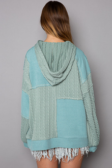  Balloon Sleeve Cut Sew Sweater Knit Top in Jade Green