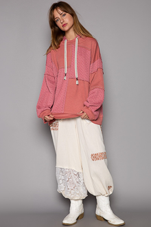  Balloon Sleeve Cut Sew Sweater Knit Top in Mauve