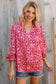Perfectly You Berry Satin Button-Down V Neck Blouse