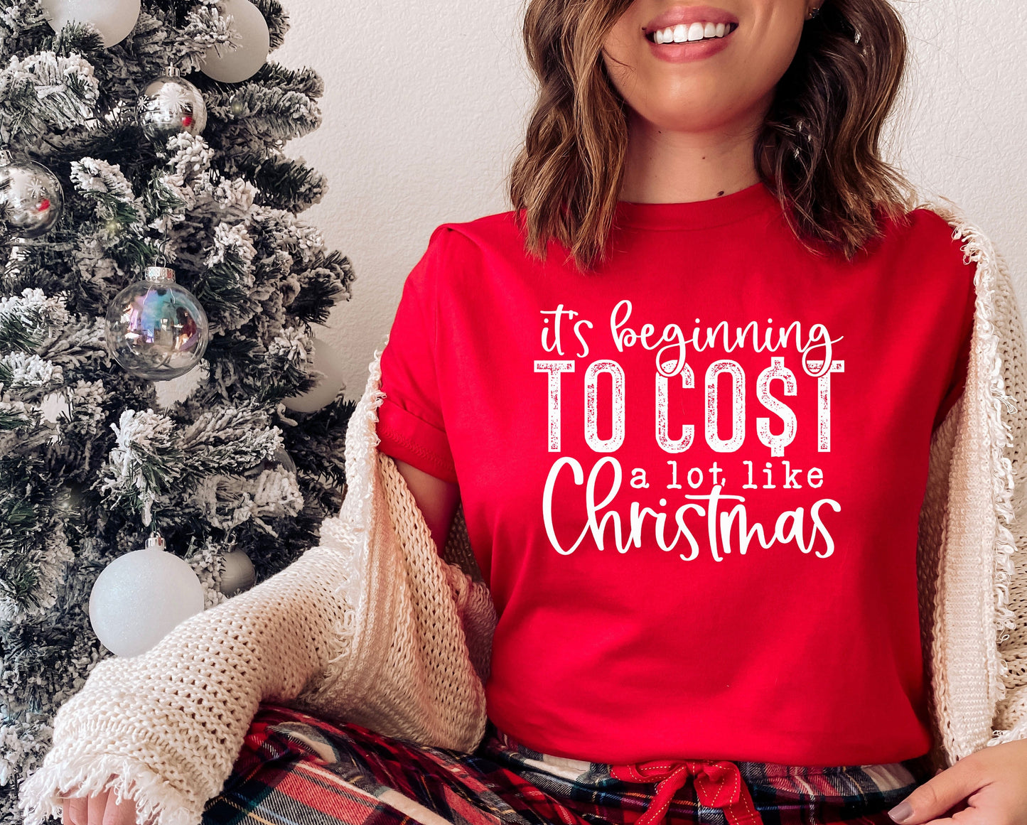 Wholesale It's Beginning to Cost a Lot Like Christmas Graphic Tee - Red Tee