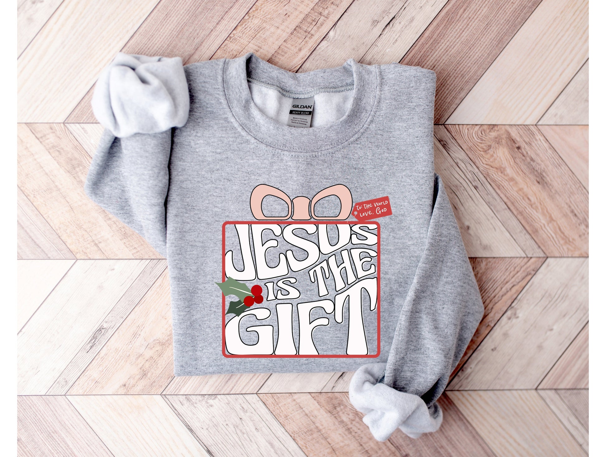Wholesale Jesus is the Gift Graphic Tee - Grey Sweatshirt