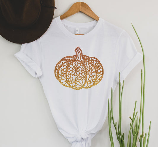 Wholesale Lace Pumpkin - Orange Graphic Tee - Orange