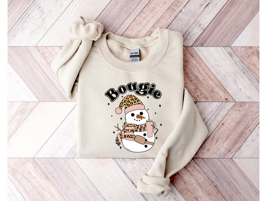 Wholesale Leopard Stanley Snowman Graphic Tee - Grey Tee