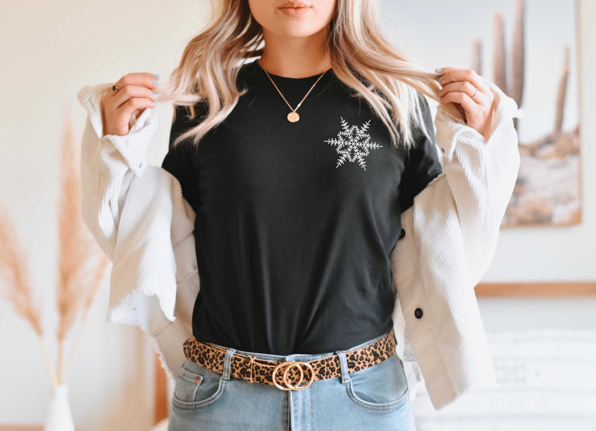 Wholesale Let it Snow Graphic Tee - Black