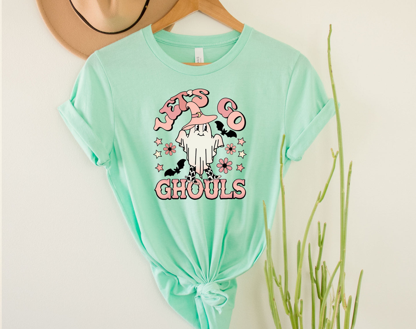 Wholesale Lets Go Ghouls Graphic Tee - Mint