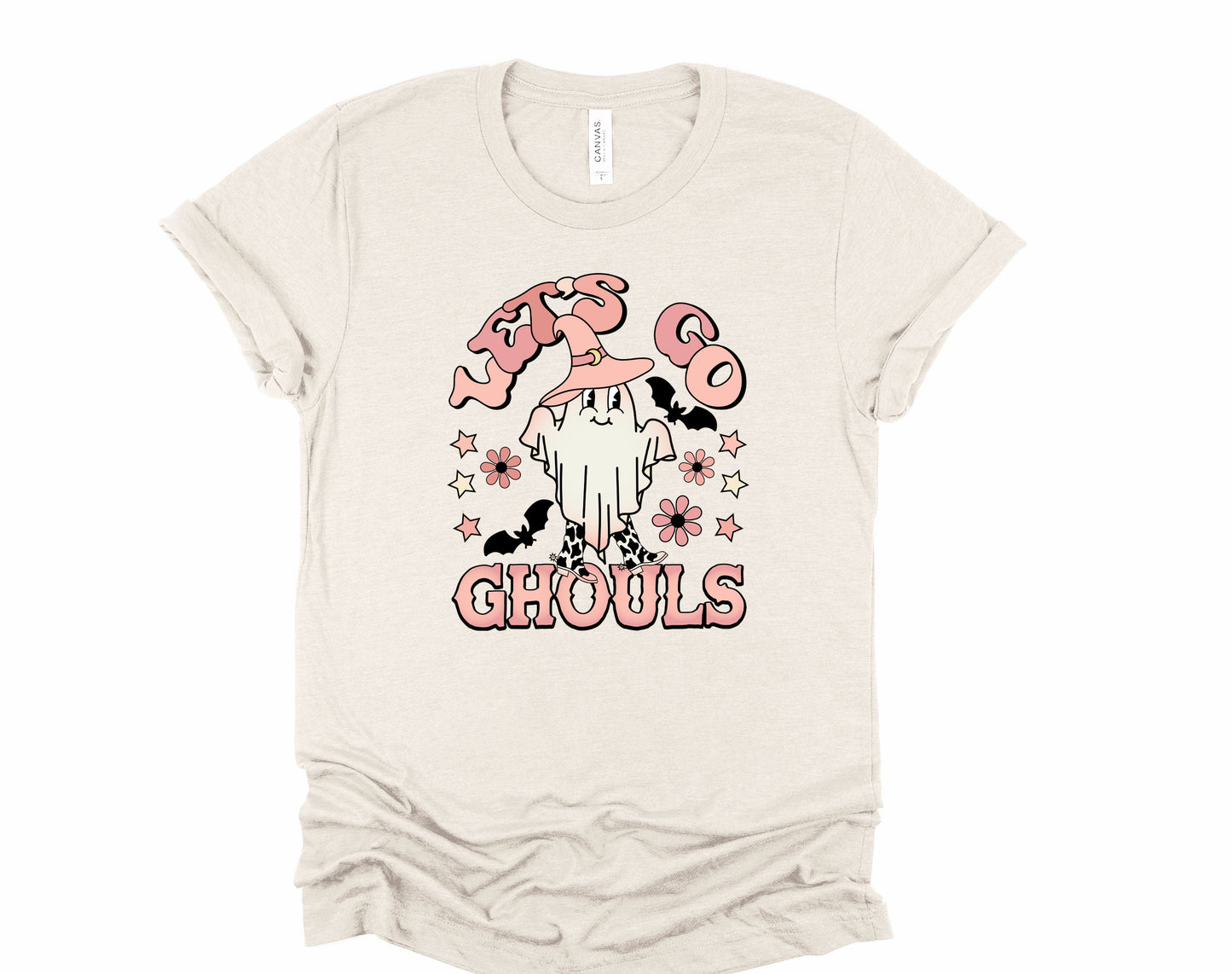 Wholesale Lets Go Ghouls Graphic Tee - Heather Green