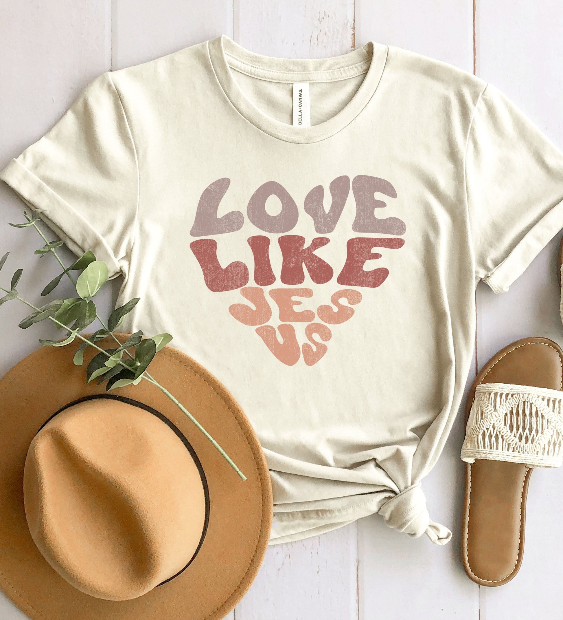 Wholesale Love Like Jesus Graphic Tee - Heather Forest