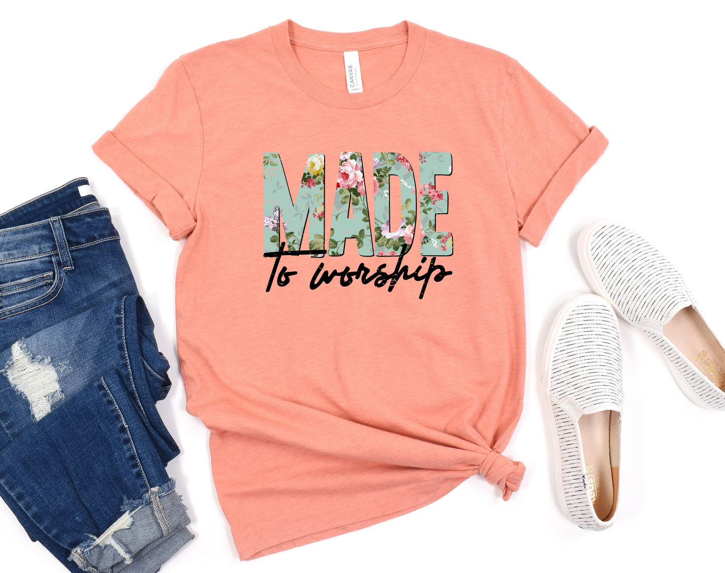 Wholesale Made to Worship Graphic Tee - Heather Sunset