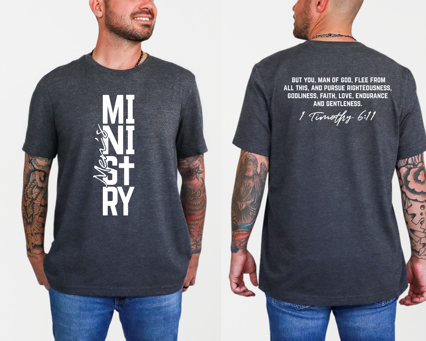 Wholesale Men's Ministry Graphic Tee - Heather Charcoal Tee