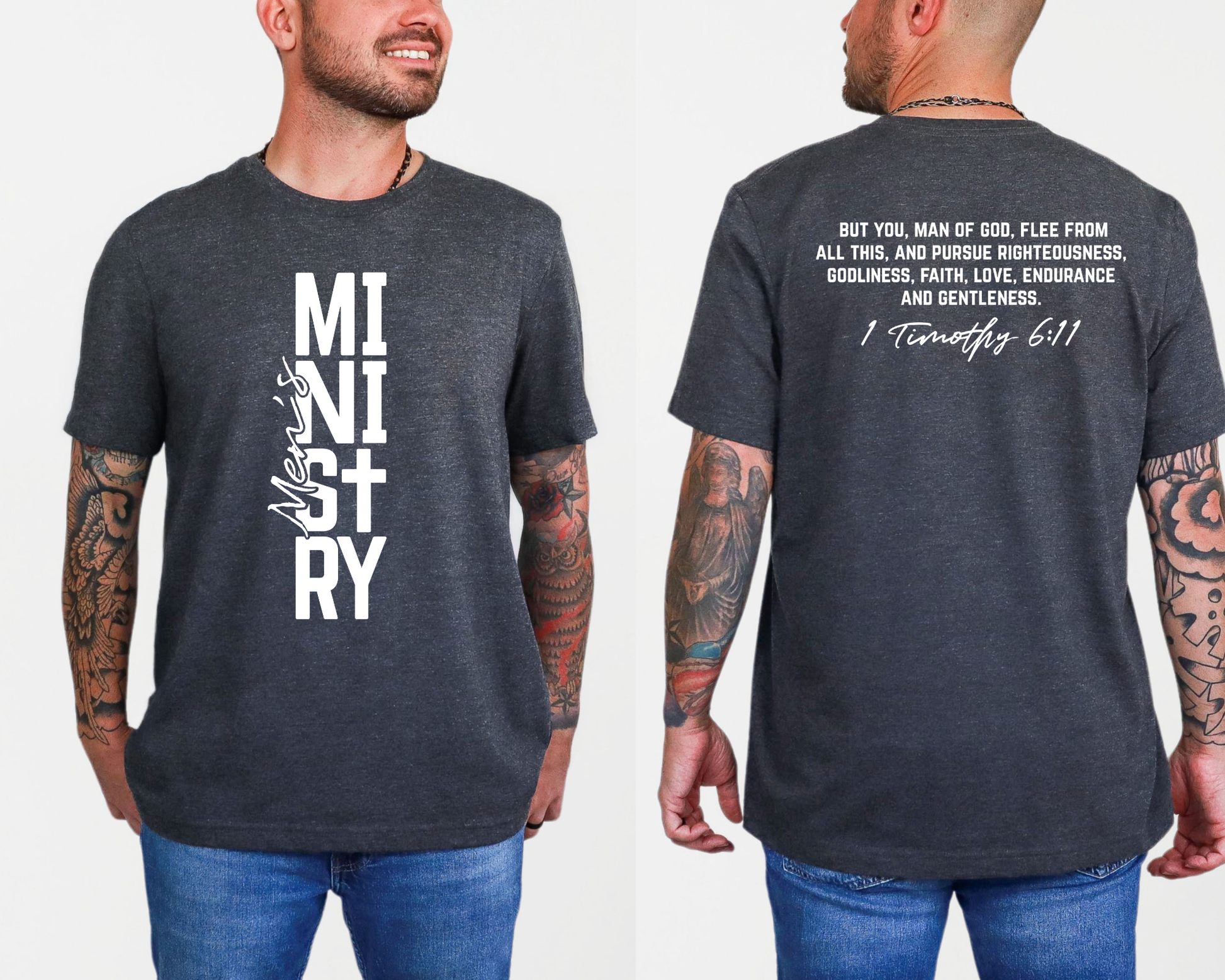 Wholesale Men's Ministry Graphic Tee - Heather Charcoal Tee