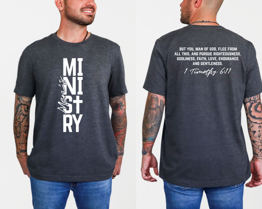 Wholesale Men's Ministry Graphic Tee - Heather Charcoal Tee