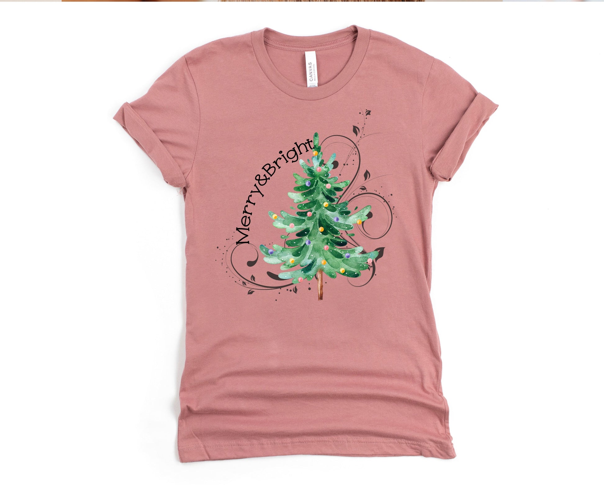 Wholesale Merry & Bright Tree Graphic Tee - Whit Sweatshirt