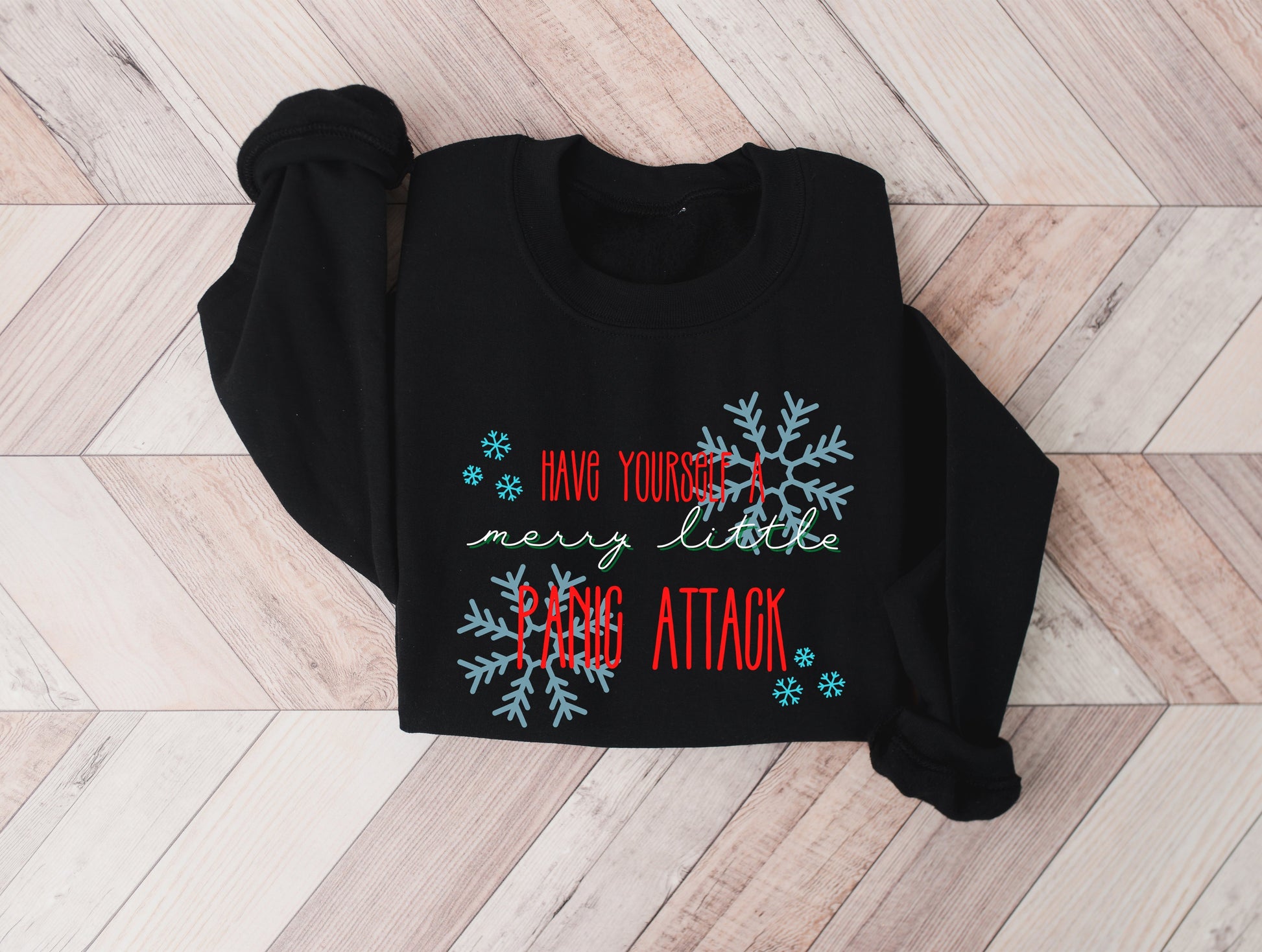 Wholesale Merry Little Panic Attack Graphic Tee - Charcoal Tee