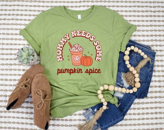Wholesale Mommy Needs Some Pumpkin Spice Graphic Tee - Heather Grey