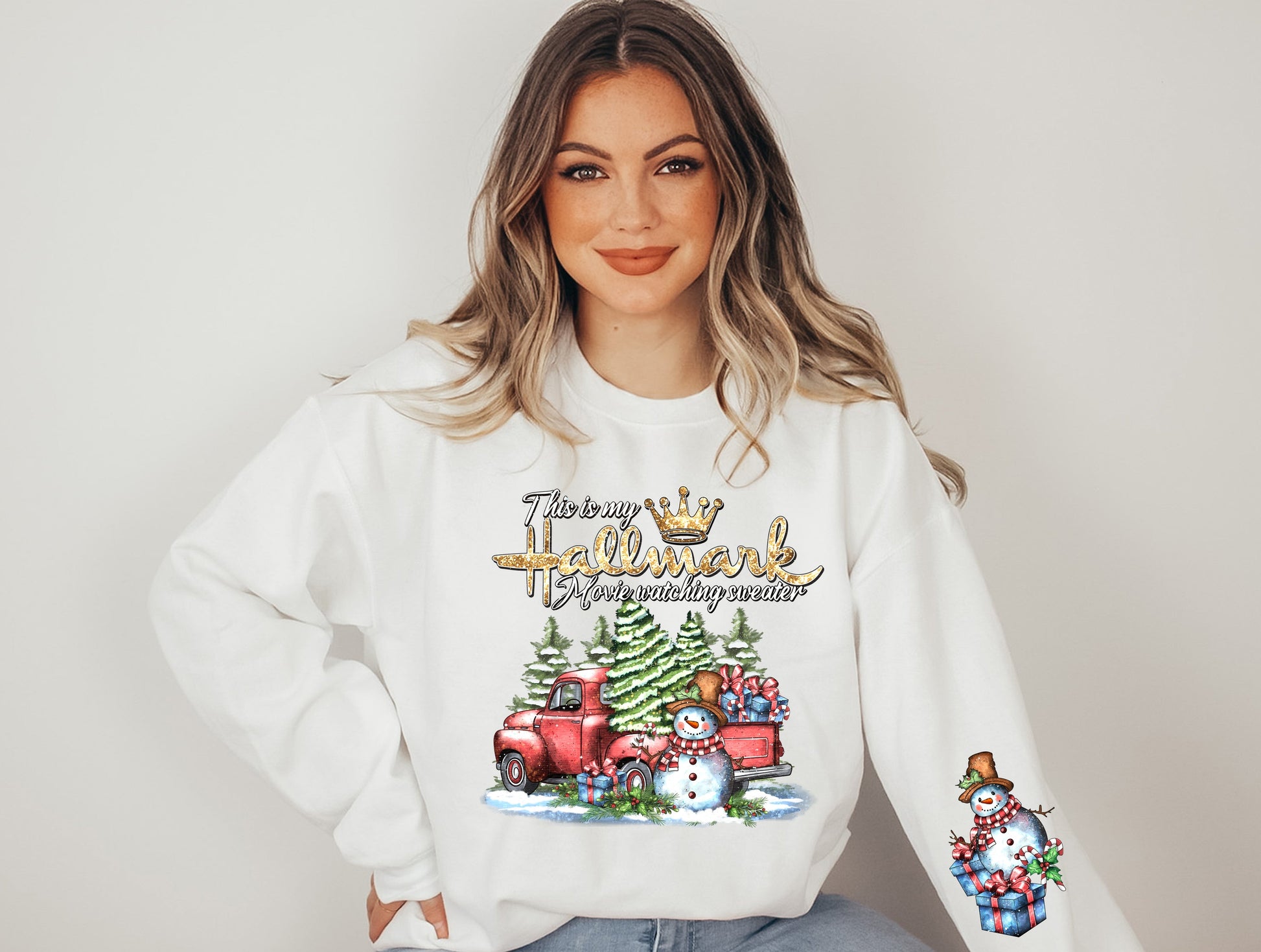 Wholesale Movie Watching Sweater - White Sweatshirt