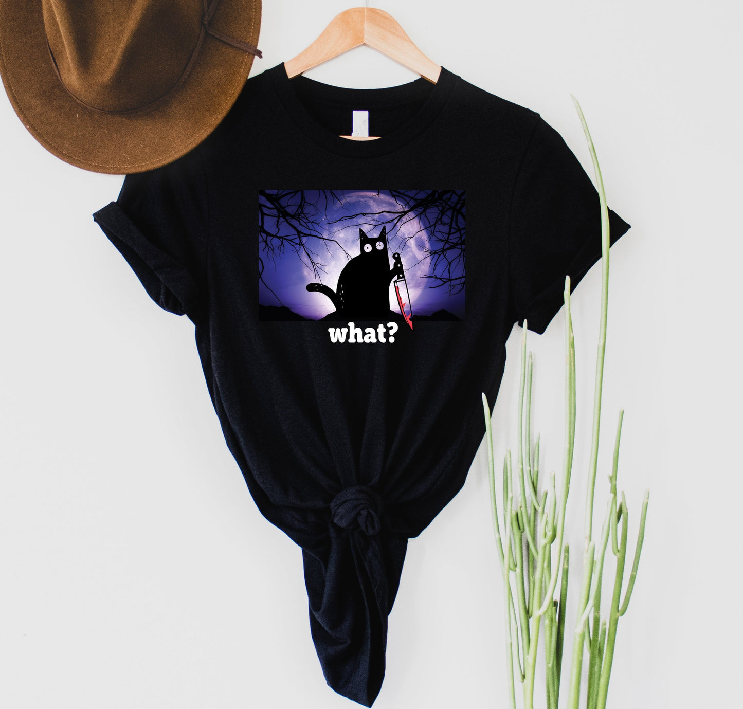 Wholesale Murder Cat Graphic Tee - Black