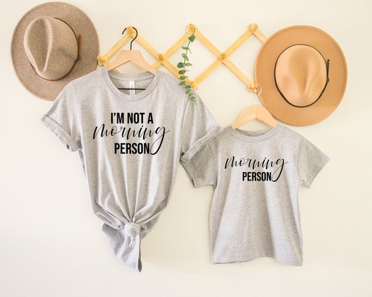 Wholesale Not a Morning Person Mommy & Me Graphic Tee - Heathered Grey