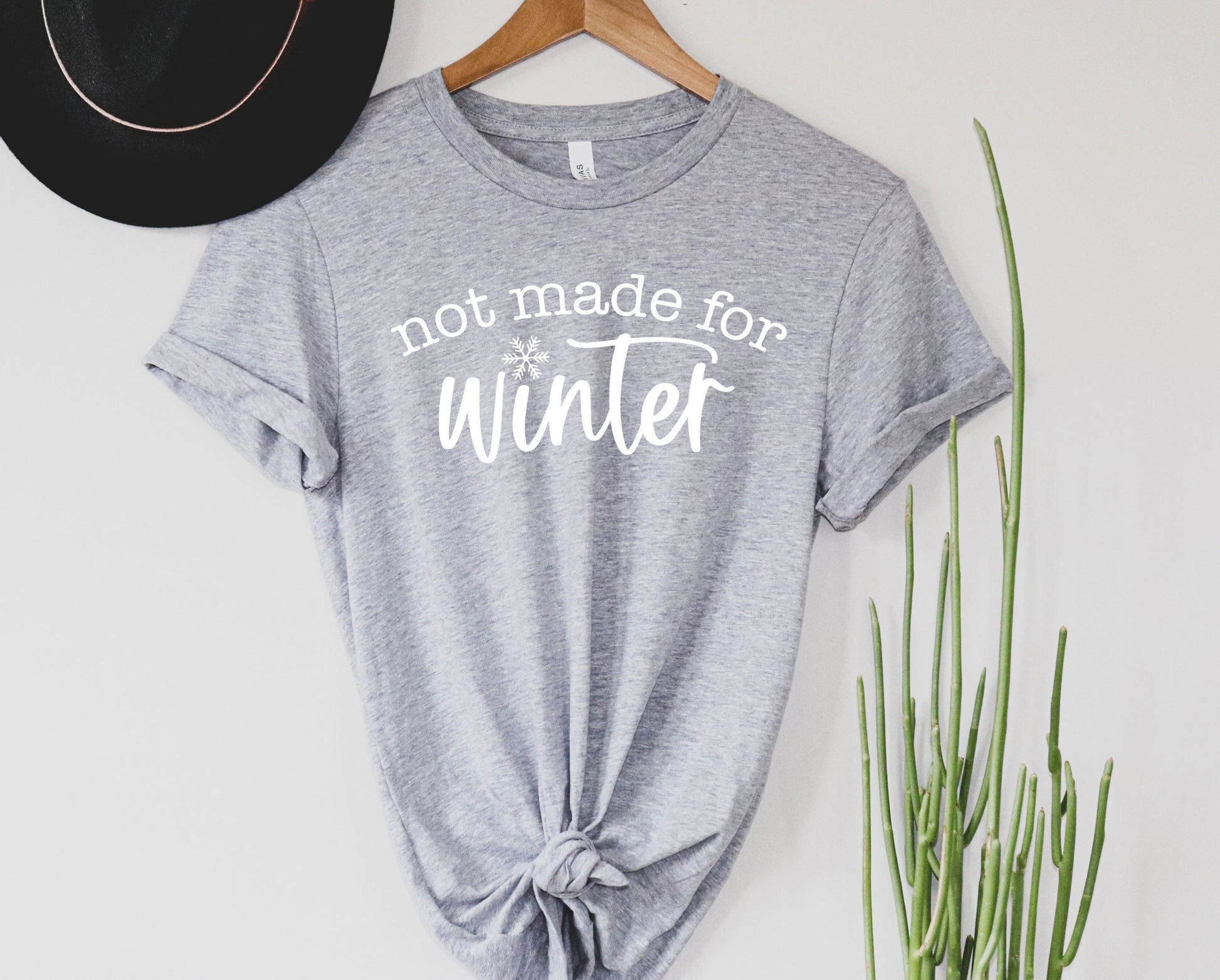 Wholesale Not Made for Winter Graphic Tee - Heather Grey