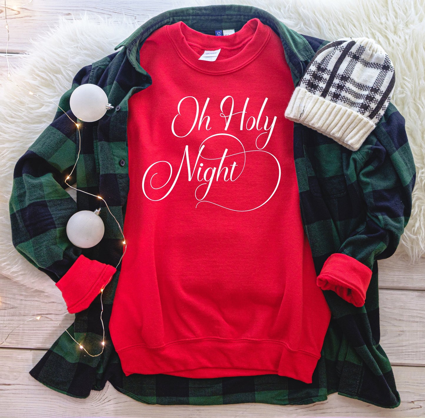 Wholesale Oh Holy Night Graphic Tee - Red Sweatshirt