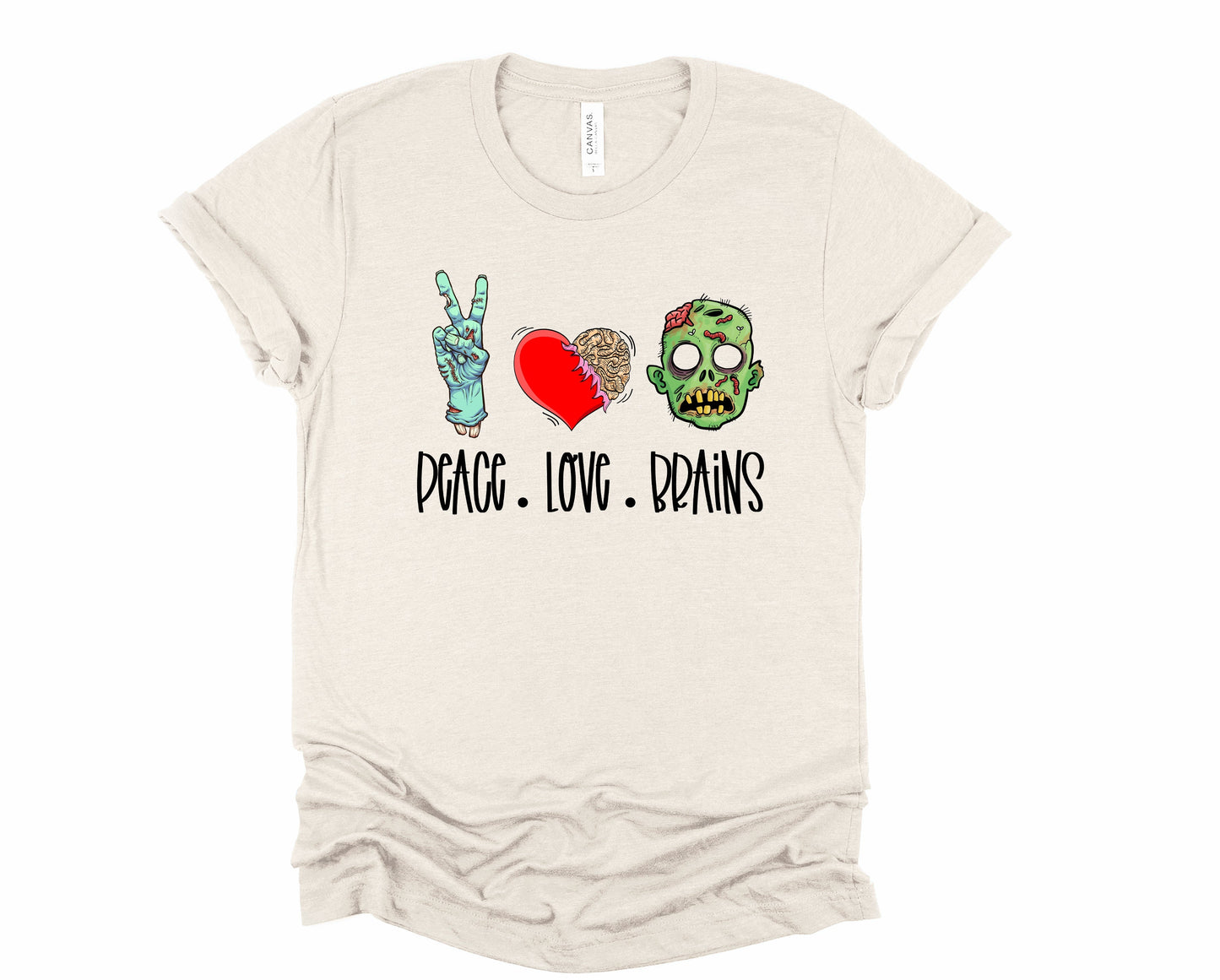 Wholesale Peace Love Brains Graphic Tee - White