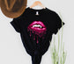 Wholesale Glitter Vampire Lips Graphic Tee - Purple