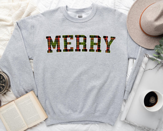 Wholesale Plaid Merry Graphic Tee - Red Tee