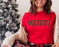 Wholesale Plaid Merry Graphic Tee - Heather Grey Tee