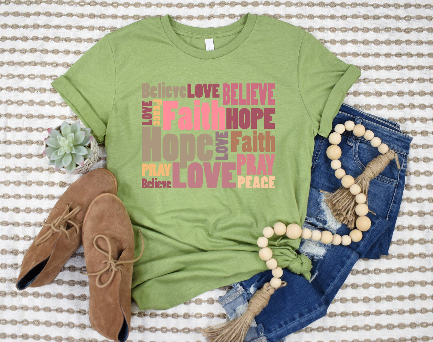 Wholesale Pray Believe Faith Graphic Tee - White Tshirt