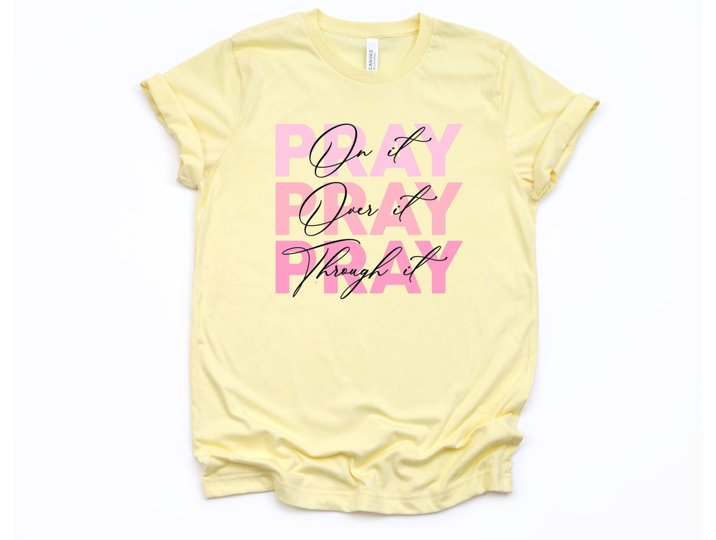 Wholesale Pray Pink Graphic Tee - White Tee