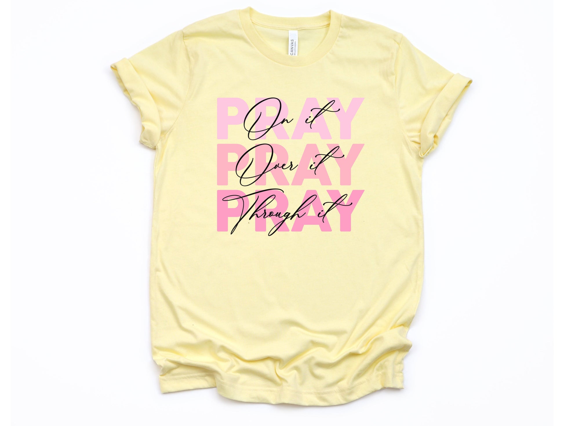Wholesale Pray Pink Graphic Tee - White Tee