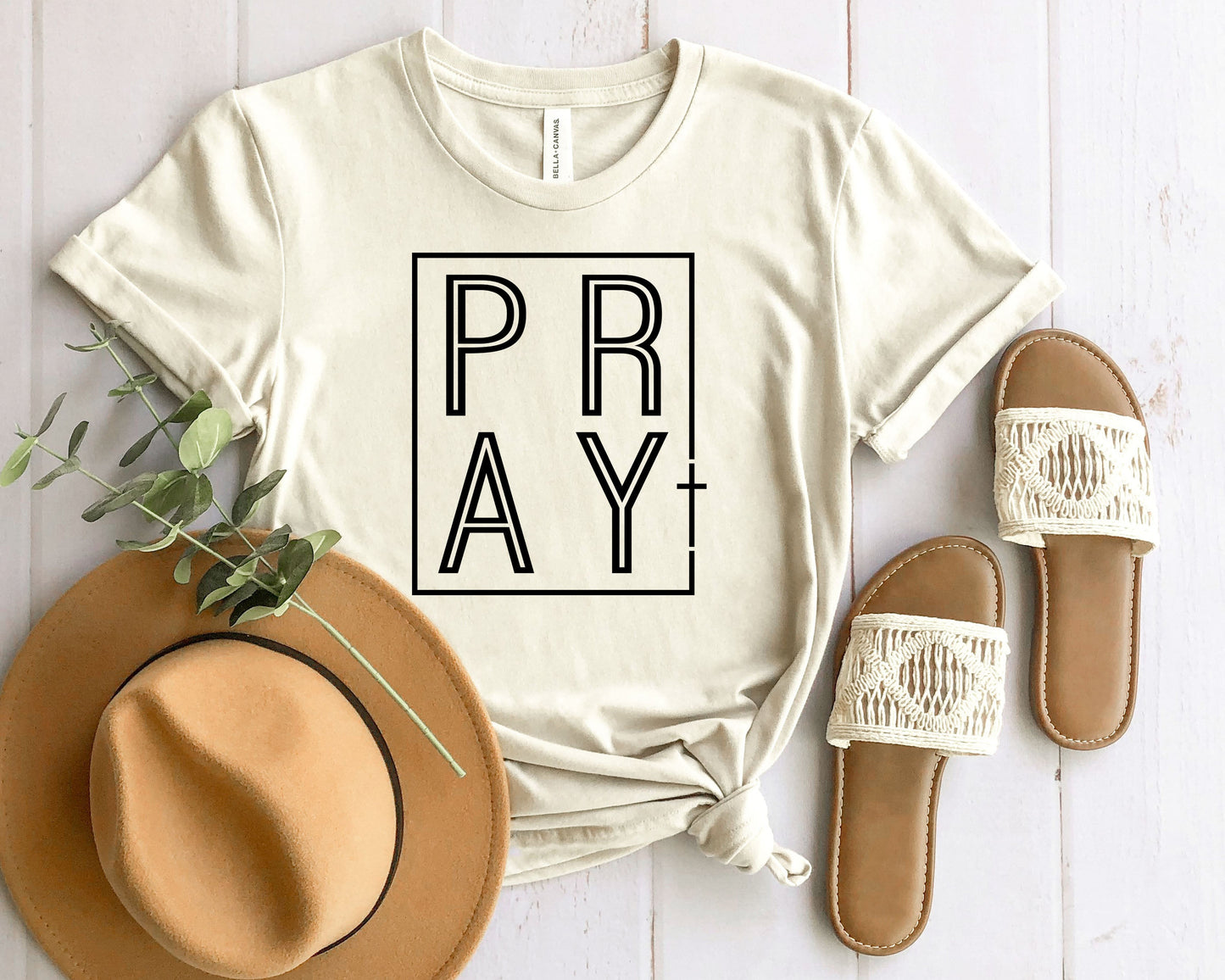 Wholesale Pray Graphic Tee - Heather Grey