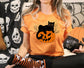 Wholesale Pumpkin Cat Graphic Tee - White