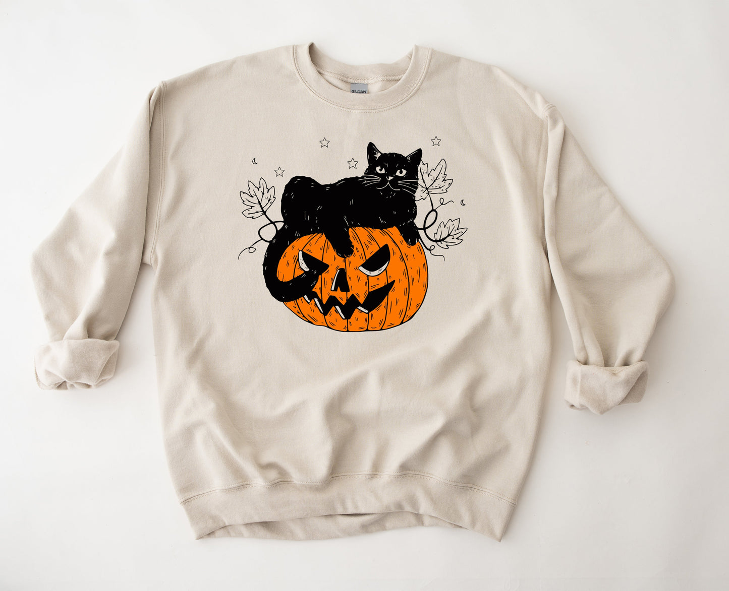 Wholesale Pumpkin Cat Graphic Tee - Tan