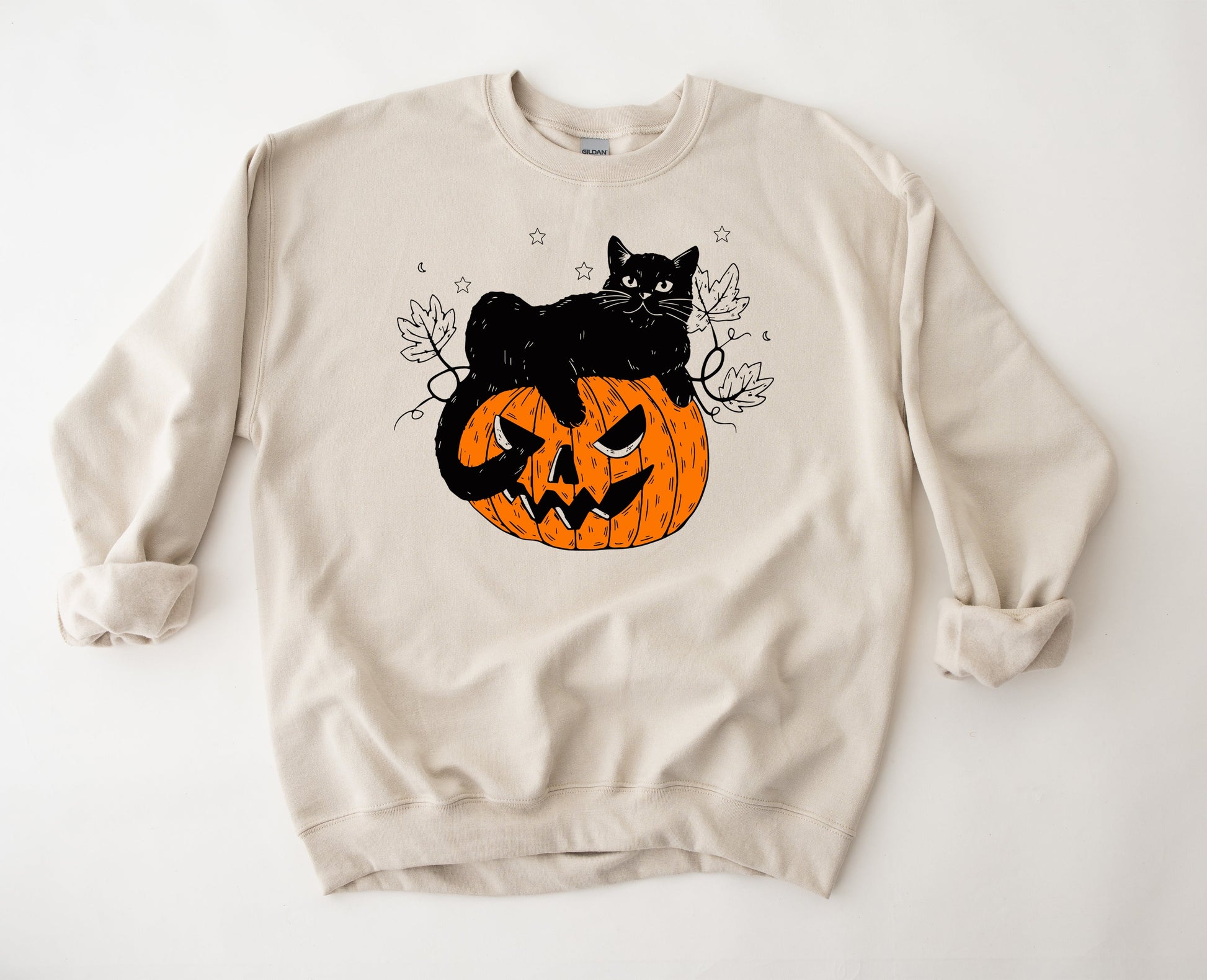 Wholesale Pumpkin Cat Graphic Tee - Tan