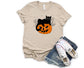 Wholesale Pumpkin Cat Graphic Tee - Burnt Orange