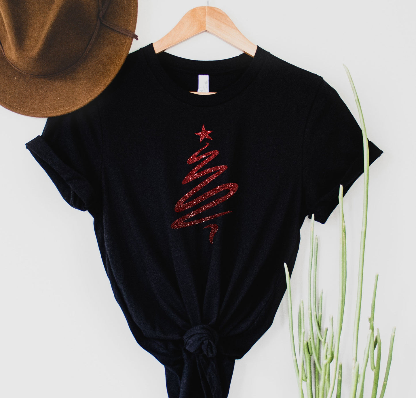 Wholesale Red Christmas Tree Graphic Tee - White