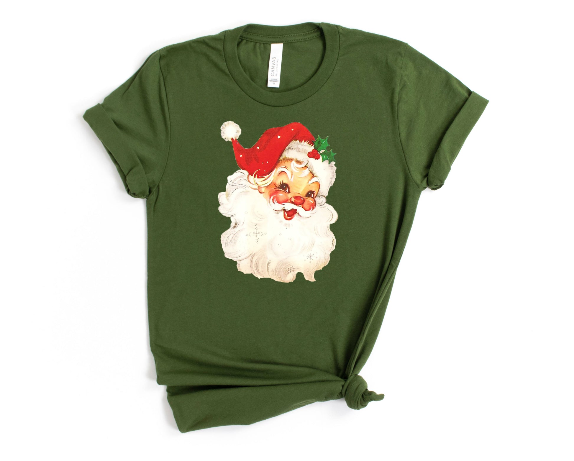 Wholesale Retro Santa Graphic Tee - Olive