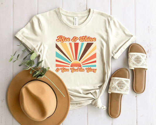Wholesale Rise & Shine Graphic Tee - Heather Sand